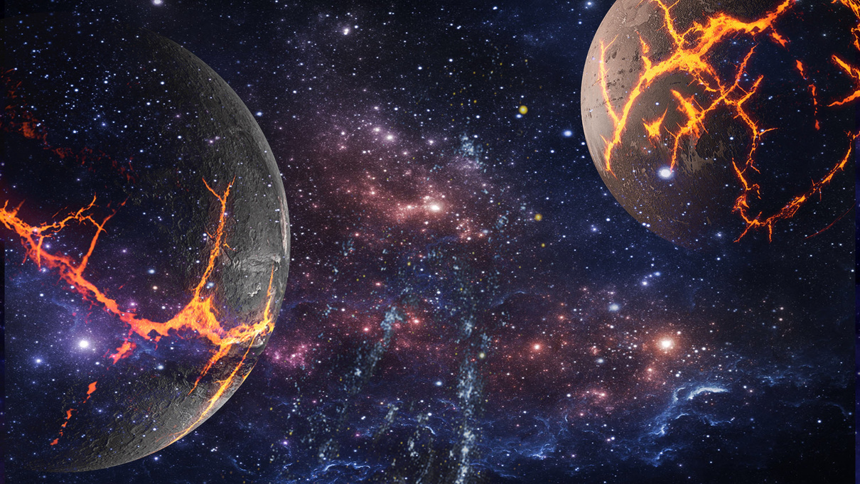 Planets and galaxy, science fiction wallpaper.